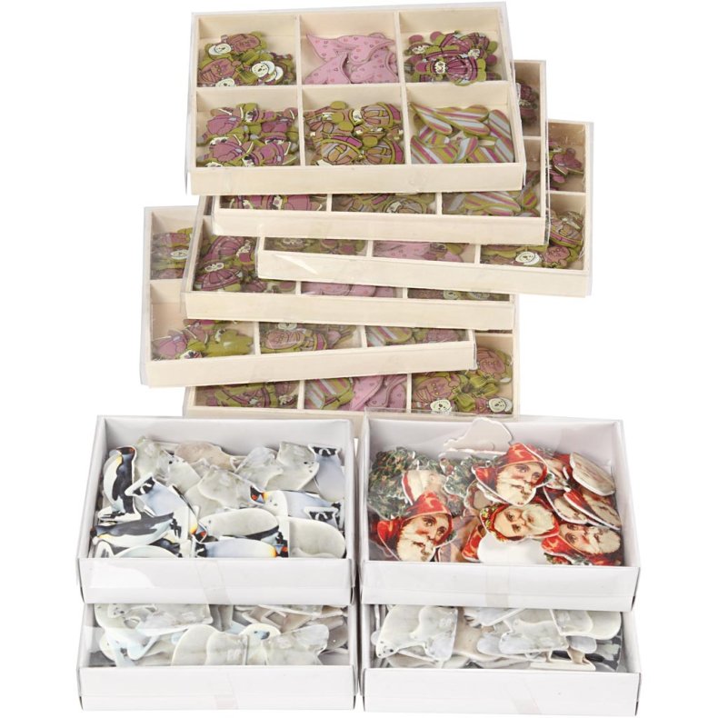 Tr&aelig;stickers, H: 40-50 mm, B: 15-45 mm, Indhold kan variere, 600 stk./ 1 pk.