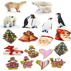 Tr&aelig;stickers, H: 40-50 mm, B: 15-45 mm, Indhold kan variere, 600 stk./ 1 pk.