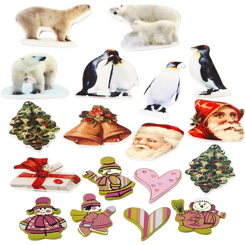 Tr&aelig;stickers, H: 40-50 mm, B: 15-45 mm, Indhold kan variere, 600 stk./ 1 pk.