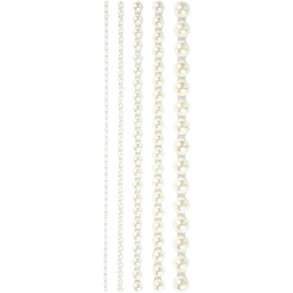 Halv-perler, str. 2-8 mm, hvid, 140 stk./ 1 pk.