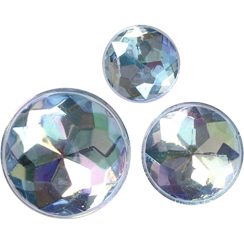 Rhinsten, str. 6+8+10 mm, bl&aring;, 40 stk./ 1 pk.