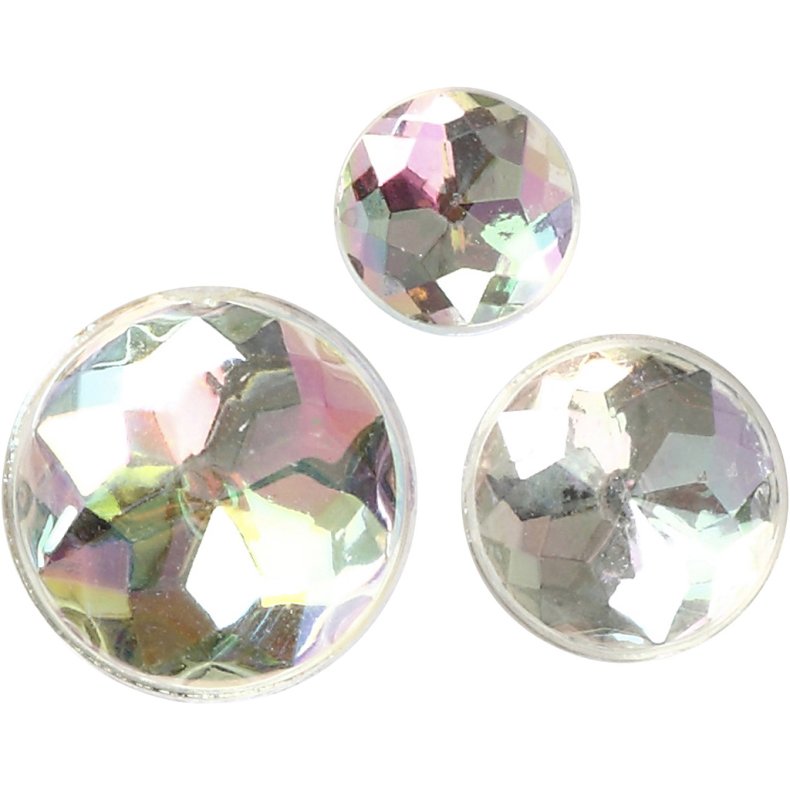 Rhinsten, str. 6+8+10 mm, krystal, 40 stk./ 1 pk.