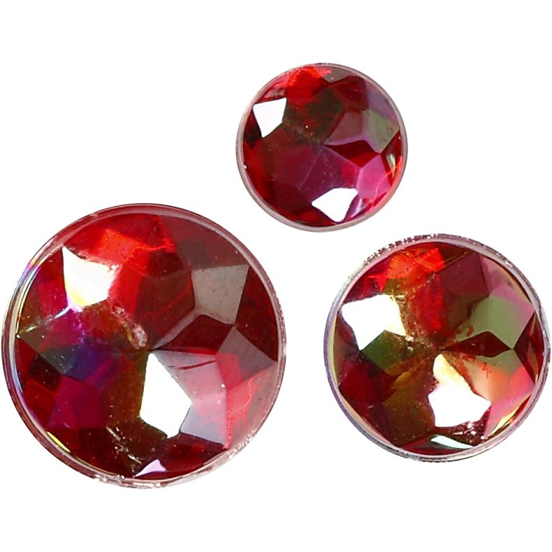 Rhinsten, str. 6+8+10 mm, r&oslash;d, 40 stk./ 1 pk.