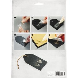 Dekorationsfolie og design limark, blomster, ark 15x15 cm, guld, gr&oslash;n, 2x2 ark/ 1 pk.