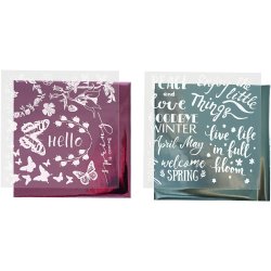 Dekorationsfolie og design limark, for&aring;r, ark 15x15 cm, lysebl&aring;, pink, 2x2 ark/ 1 pk.