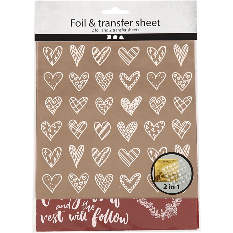 Dekorationsfolie og design limark, hjerter og k&aelig;rlighed, ark 15x15 cm, r&oslash;d, 2x2 ark/ 1 pk.