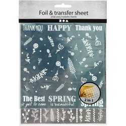 Dekorationsfolie og design limark, For&aring;rsblomster, ark 15x15 cm, s&oslash;lv, turkis, 2x2 ark/ 1 pk.