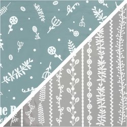 Dekorationsfolie og design limark, For&aring;rsblomster, ark 15x15 cm, s&oslash;lv, turkis, 2x2 ark/ 1 pk.