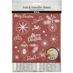 Dekorationsfolie og design limark, magisk jul, ark 15x15 cm, r&oslash;d, s&oslash;lv, 2x2 ark/ 1 pk.
