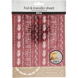 Dekorationsfolie og design limark, Traditionel jul, ark 15x15 cm, guld, r&oslash;d, 2x2 ark/ 1 pk.