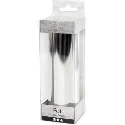 Dekorationsfolie, B: 15,5 cm, tykkelse 0,02 mm, s&oslash;lv, 50 cm/ 1 rl.