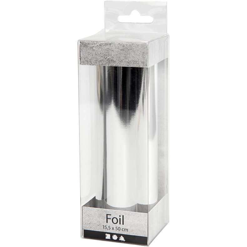 Dekorationsfolie, B: 15,5 cm, tykkelse 0,02 mm, s&oslash;lv, 50 cm/ 1 rl.