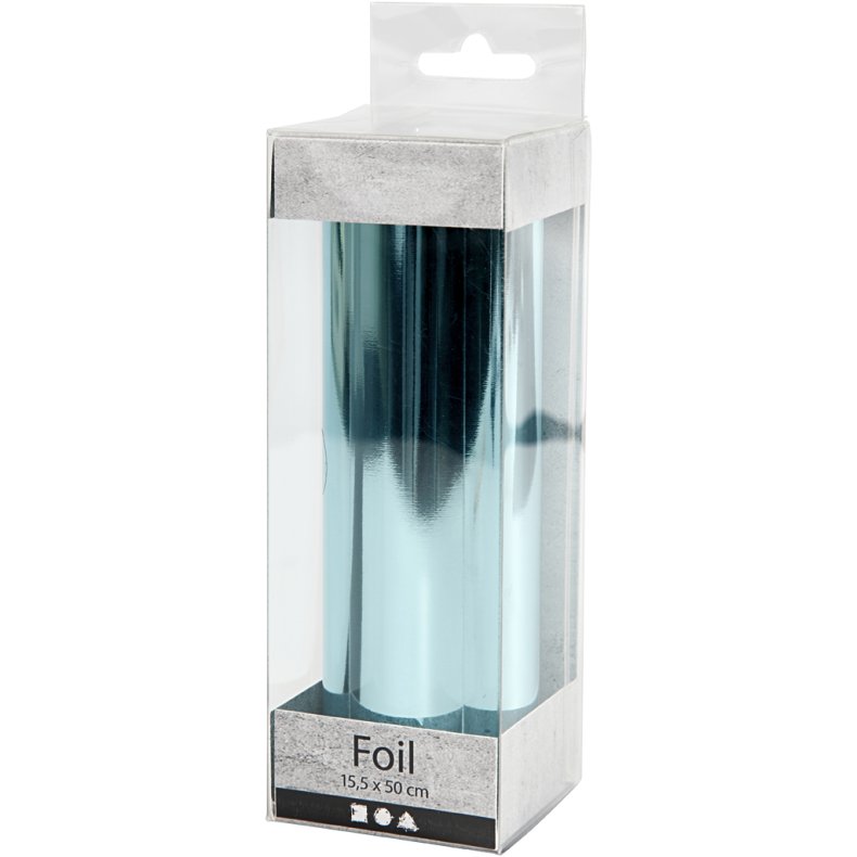 Dekorationsfolie, B: 15,5 cm, tykkelse 0,02 mm, lysebl&aring;, 50 cm/ 1 rl.