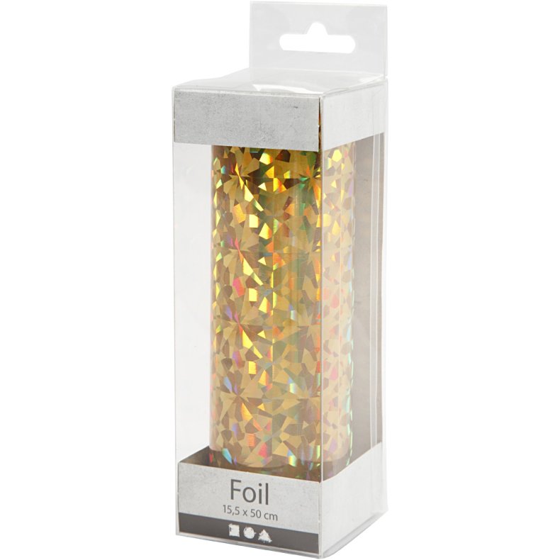 Dekorationsfolie, B: 15,5 cm, tykkelse 0,02 mm, guld, 50 cm/ 1 rl.