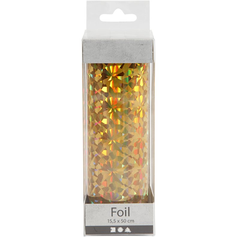 Dekorationsfolie, B: 15,5 cm, tykkelse 0,02 mm, guld, 50 cm/ 1 rl.