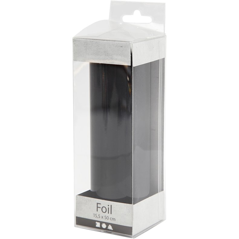 Dekorationsfolie, B: 15,5 cm, tykkelse 0,02 mm, sort, 50 cm/ 1 rl.