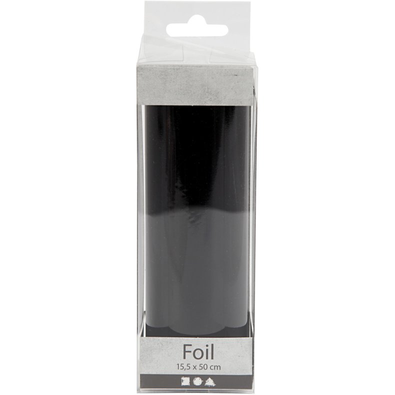 Dekorationsfolie, B: 15,5 cm, tykkelse 0,02 mm, sort, 50 cm/ 1 rl.
