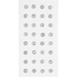 Rhinsten, diam. 8 mm, s&oslash;lv, 32 stk./ 1 pk.