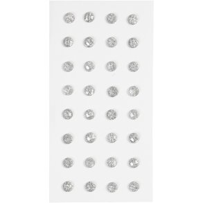 Rhinsten, diam. 8 mm, sølv, 32 stk./ 1 pk.
