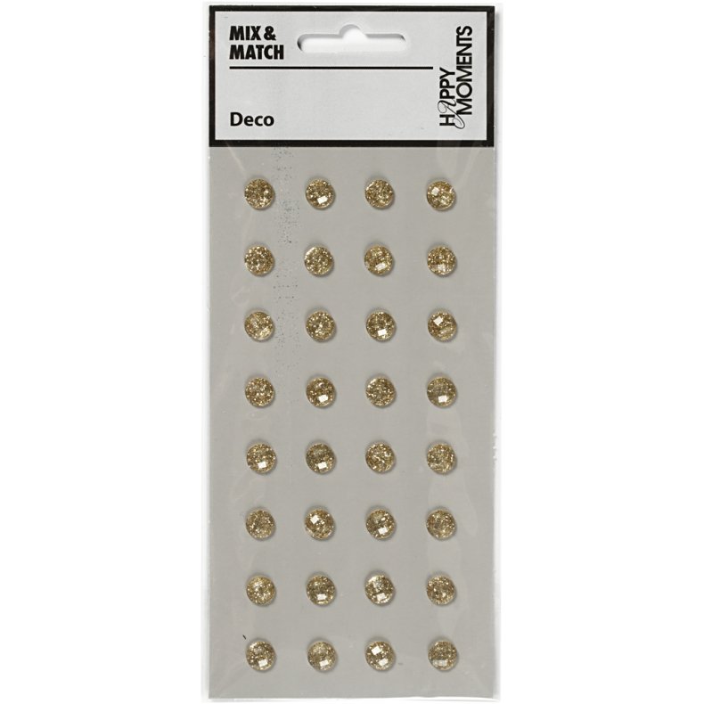 Rhinsten, diam. 8 mm, guld, 32 stk./ 1 pk.