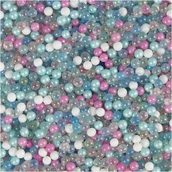 Mini Glaskugler, str. 0,6-0,8+1,5-2+3 mm, pastelfarver, 3x45 g/ 1 pk.
