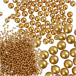 Mini Glaskugler, str. 0,6-0,8+1,5-2+3 mm, guld, 3x45 g/ 1 pk.