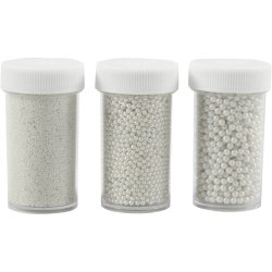 Mini Glaskugler, str. 0,6-0,8+1,5-2+3 mm, perlemor, 3x45 g/ 1 pk.