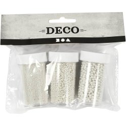 Mini Glaskugler, str. 0,6-0,8+1,5-2+3 mm, perlemor, 3x45 g/ 1 pk.