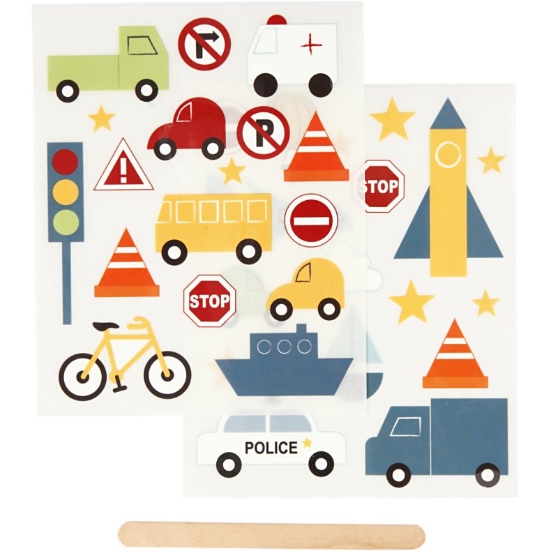 Rub on stickers, transport, 12,2x15,3 cm, 1 pk.