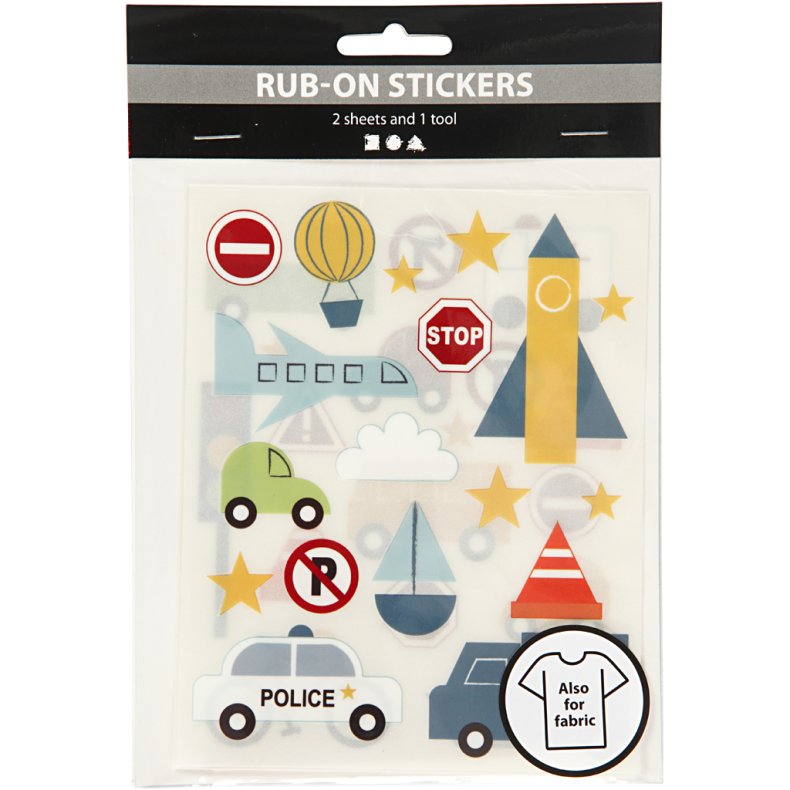 Rub on Stickers, transport, ark 12,2x15,3 cm, 1 pk.