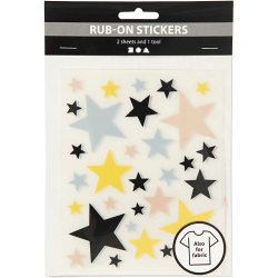 Rub on Stickers, stjerner, ark 12,2x15,3 cm, 1 pk.