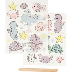Rub on Stickers, havet, ark 12,2x15,3 cm, 1 pk.