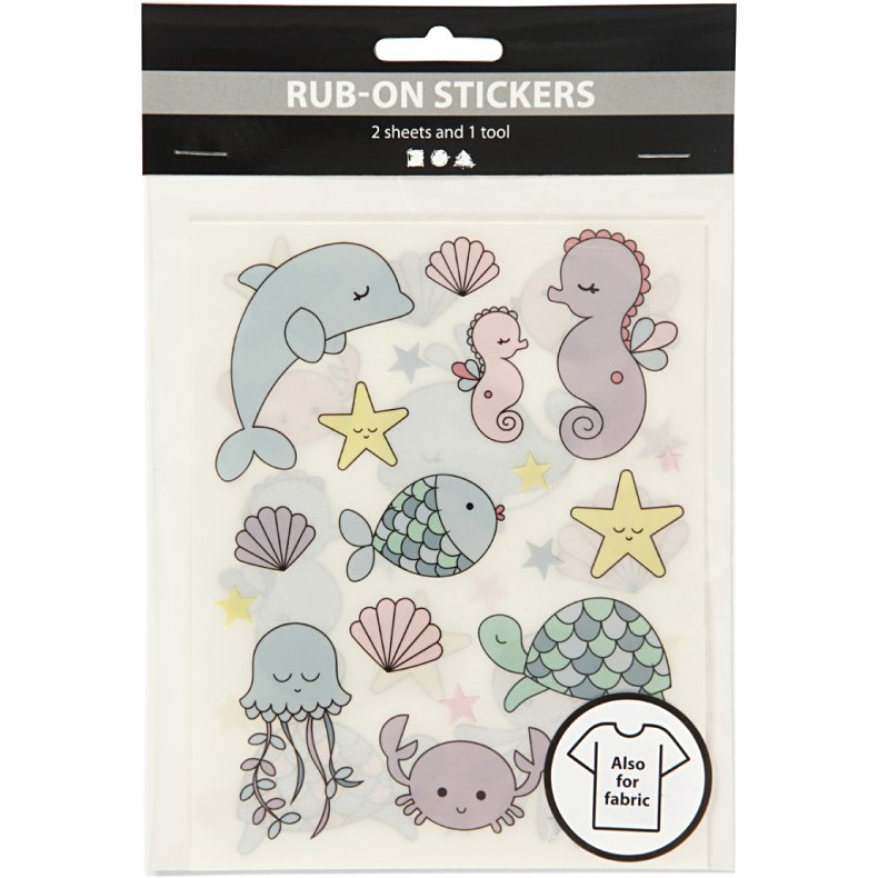 Rub on Stickers, havet, ark 12,2x15,3 cm, 1 pk.