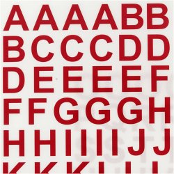 Rub on Stickers, bogstaver og tal, H: 17 mm, B: 17 mm, ark 12,2x15,3 cm, r&oslash;d, 1 pk.