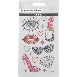 Diamond stickers, klar til fest, ark 10x16 cm, 1 ark