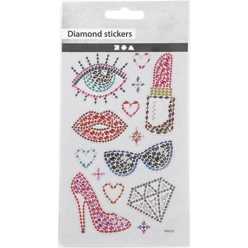 Diamond stickers, klar til fest, ark 10x16 cm, 1 ark