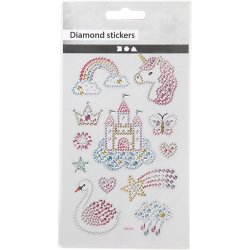 Diamond stickers, unicorn univers, ark 10x16 cm, 1 ark
