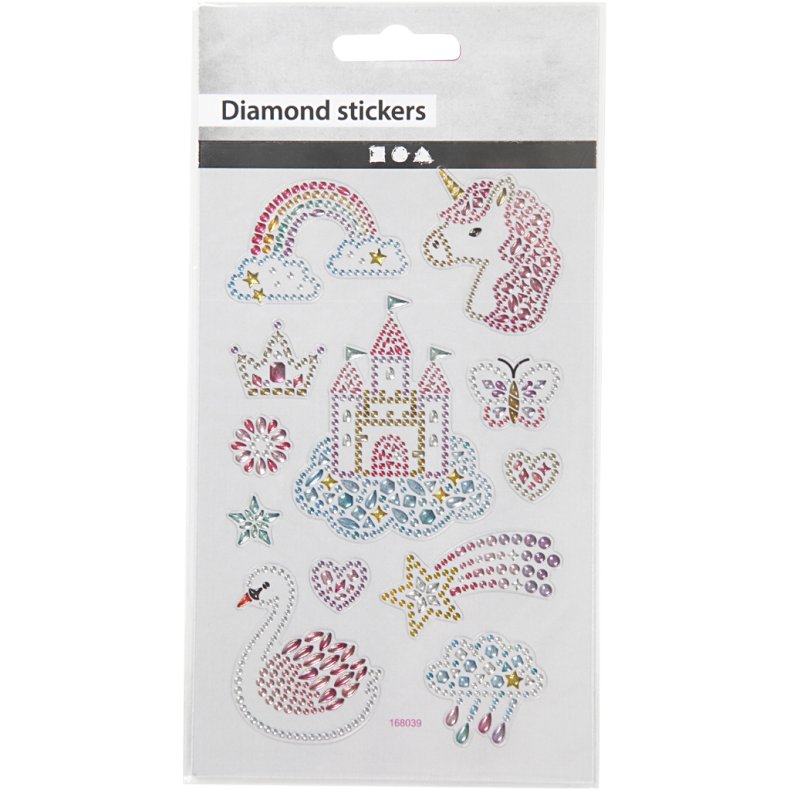 Diamond stickers, unicorn univers, ark 10x16 cm, 1 ark