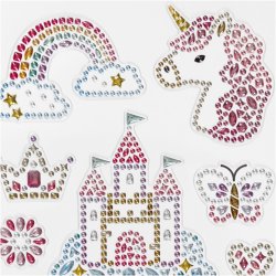 Diamond stickers, unicorn univers, ark 10x16 cm, 1 ark