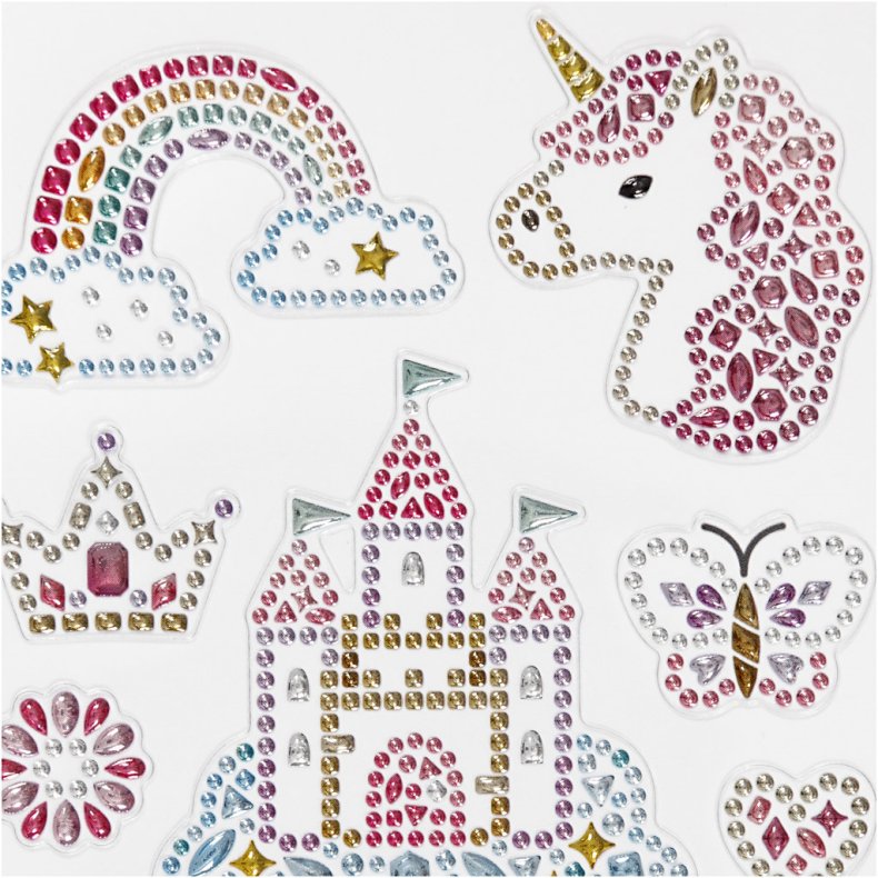 Diamond stickers, unicorn univers, ark 10x16 cm, 1 ark