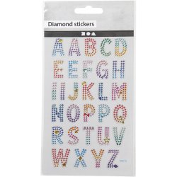 Diamond stickers, alfabet, ark 10x16 cm, 1 ark