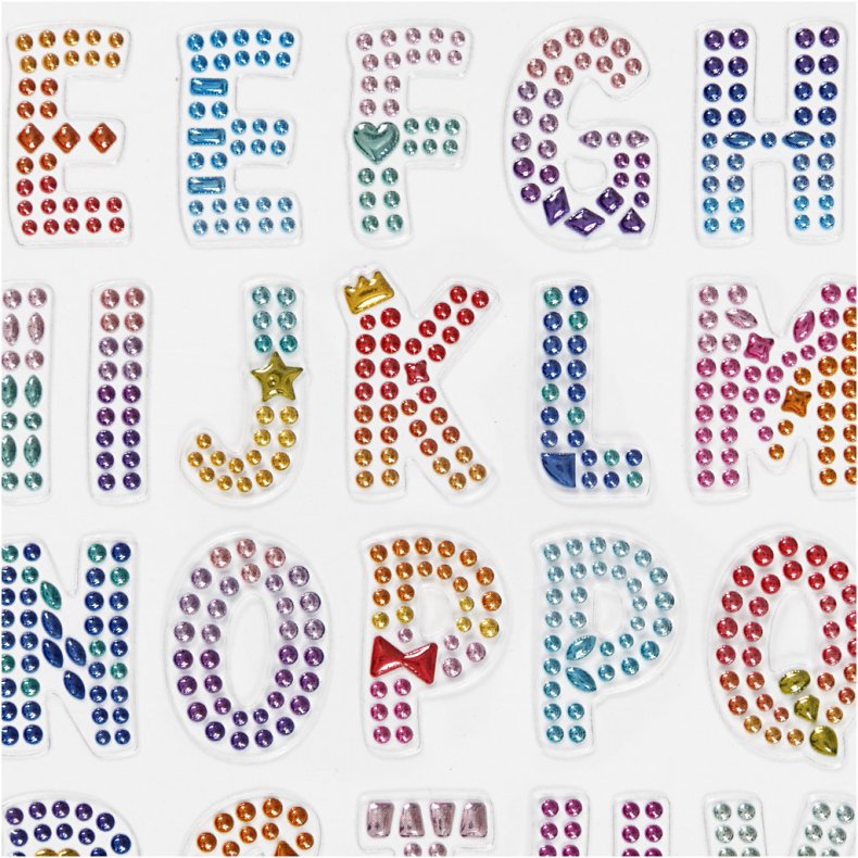 Diamond stickers, alfabet, ark 10x16 cm, 1 ark