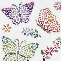 Diamond stickers, sommerfugle, ark 10x16 cm, 1 ark