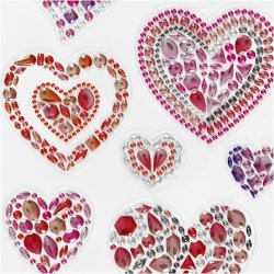 Diamond stickers, hjerter, ark 10x16 cm, 1 ark