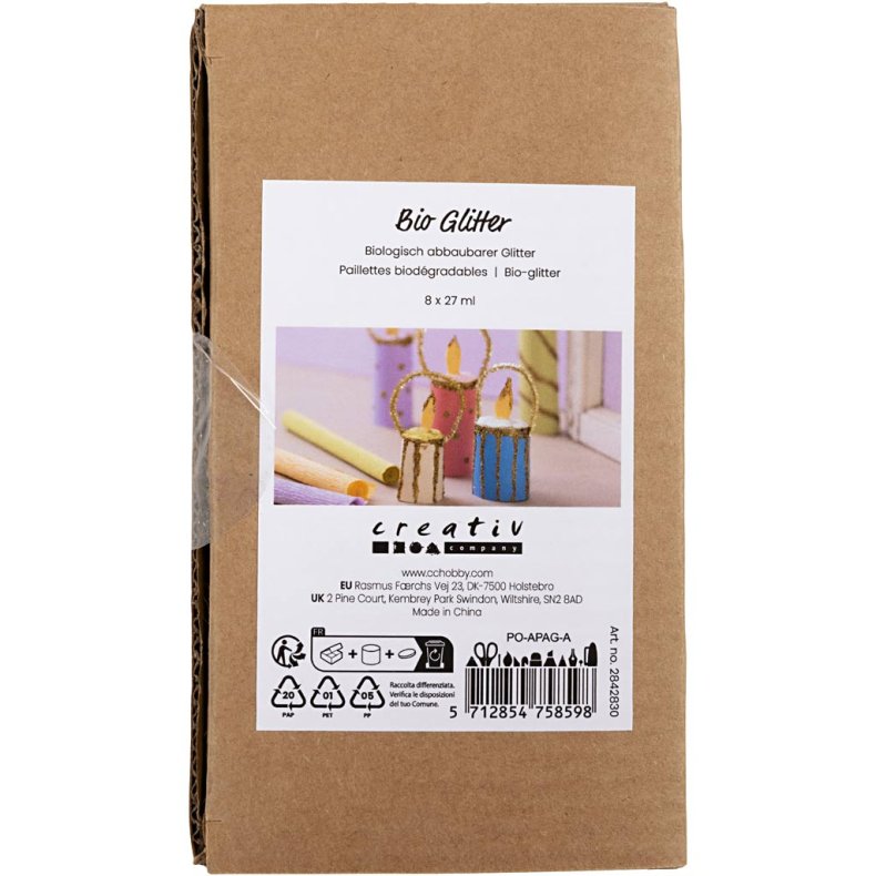 Bio-glimmer, ass. farver, 8x27 ml/ 1 pk.