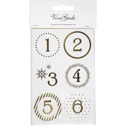 Kalendertal, diam. 40 mm, ark 9x14 cm, guld, hvid, 4 ark/ 1 pk.