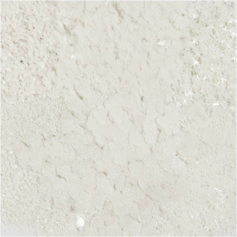 Bio-glimmer & Pailletter, s&oslash;lv, hvid, 6x7 ml/ 1 pk.