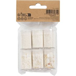 Bio-glimmer & Pailletter, s&oslash;lv, hvid, 6x7 ml/ 1 pk.