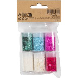 Bio-glimmer & Pailletter, pastelfarver, 6x7 ml/ 1 pk.