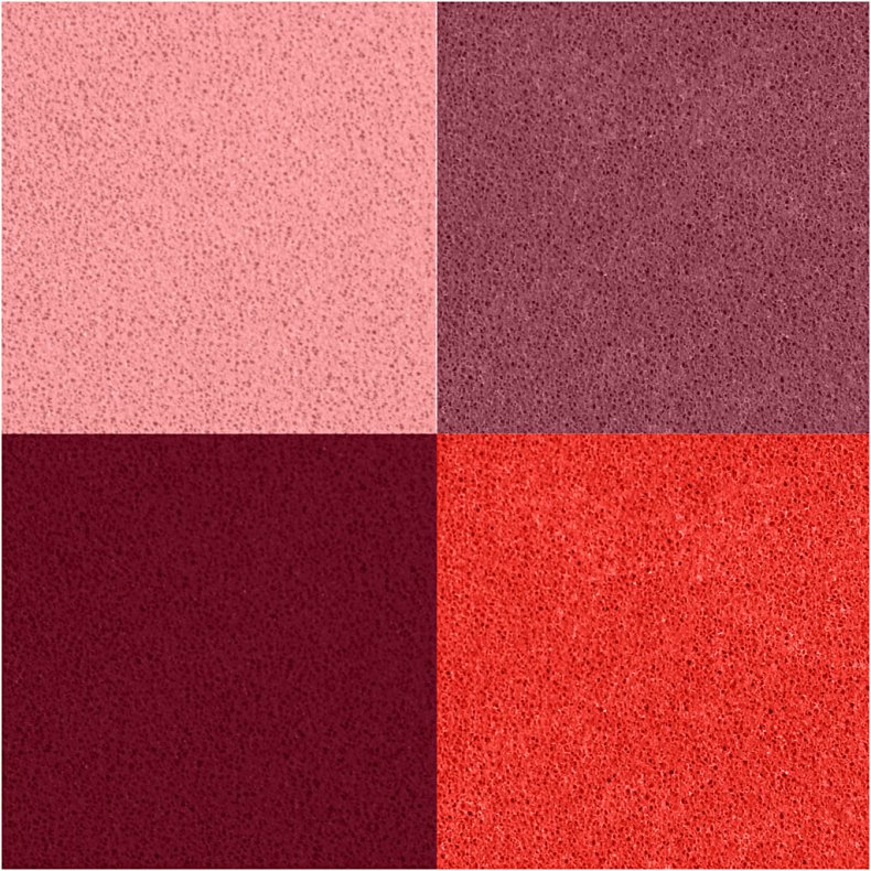 Stempelpude, H: 2 cm, str. 3,5x3,5 cm, fersken, pink, lys rosa, m&oslash;rk rosa, 4 stk./ 1 pk.